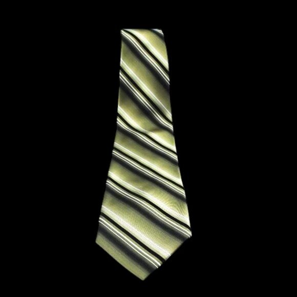 Vintage Designer Pierre Cardin 100% Silk Tie Green Black White - Picture 2 of 5